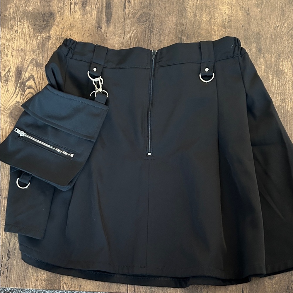 Black A-Line Skirt with Grommet Belt - Picture 2 of 4